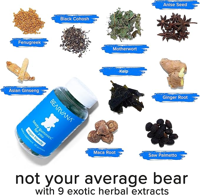 BEARVANA Bum Support Gummies for Women | Workout Enhancement | Berry Flavored | Multivitamins | Natural Botanical Blend | Tone Curves | Boost Confidence | Women’s Fitness Supplement (60 Count)