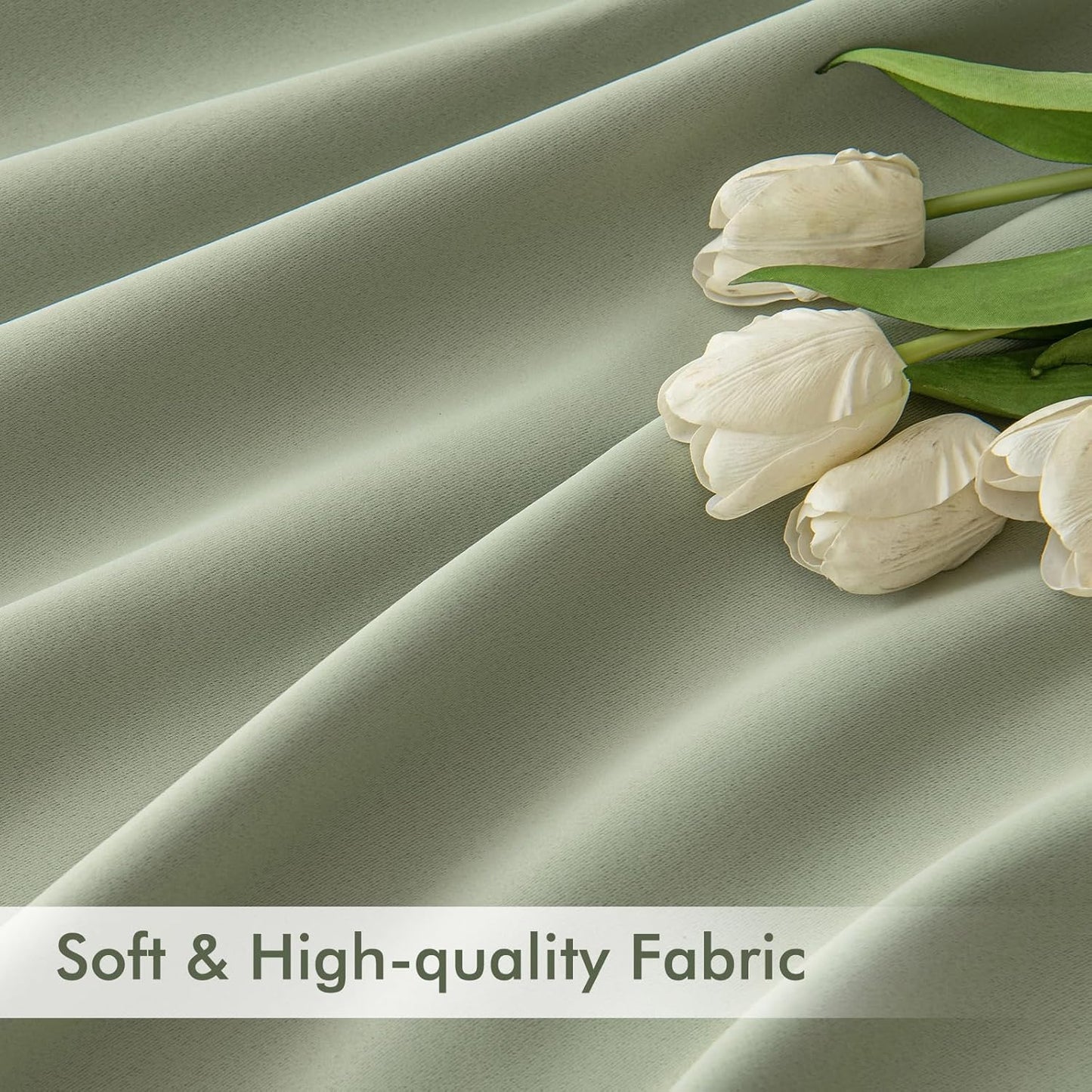 MIULEE Sage Green Back Tab Blackout Curtains 84 Inch Length 2 Panels Set for Living Room Bedroom Privacy, Rod Pocket/Pinch Pleated Thermal Insulated Room Darkening Light Blocking Drapes, W66xL84