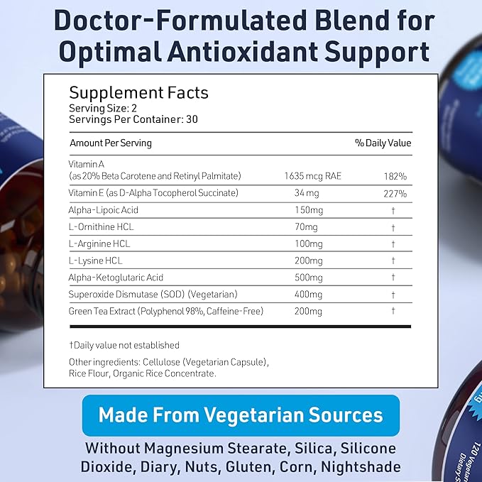 SOD Antioxidants Complex Healthy Aging Supplement 400mg of -60 Capsules