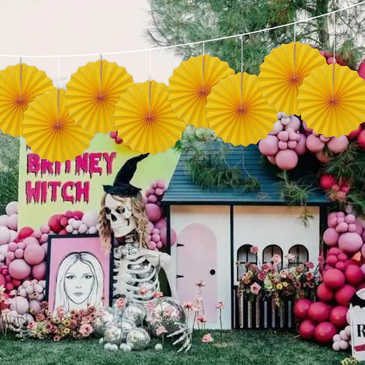 Morange Party Decorations,,Halloween Decor Events Accessories,Orange Birthday Decorations,Sunset Party Decorations,Party Fans 30 Color DIY Set (Morange)