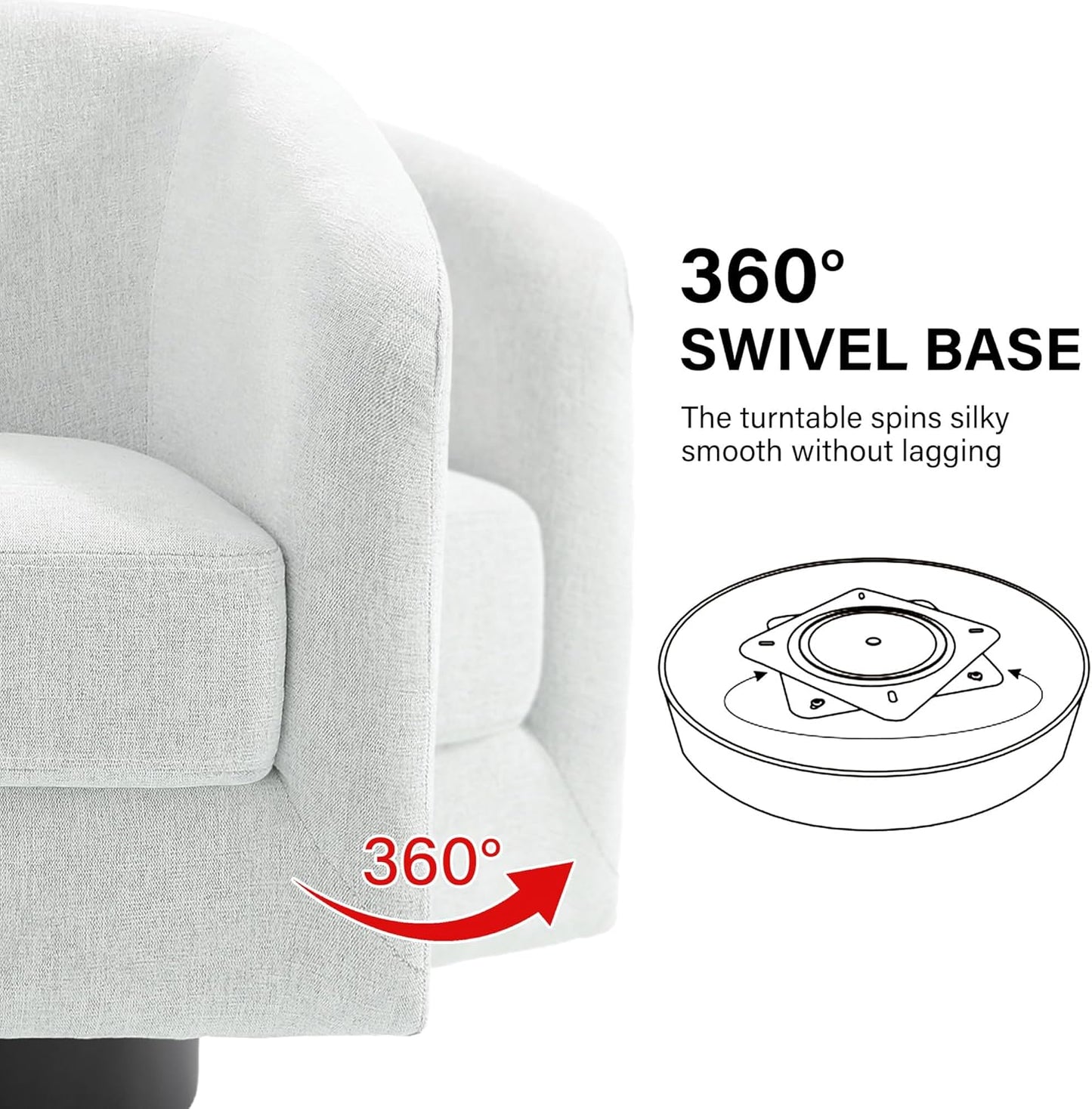 Swivel Barrel Accent Chair, Modern Round Chenille Fabric Arm Chair for Living Room, Bedroom, Comfy Club Reading Chairs for Adults(Chenille Fabric, Beige, Set of 1