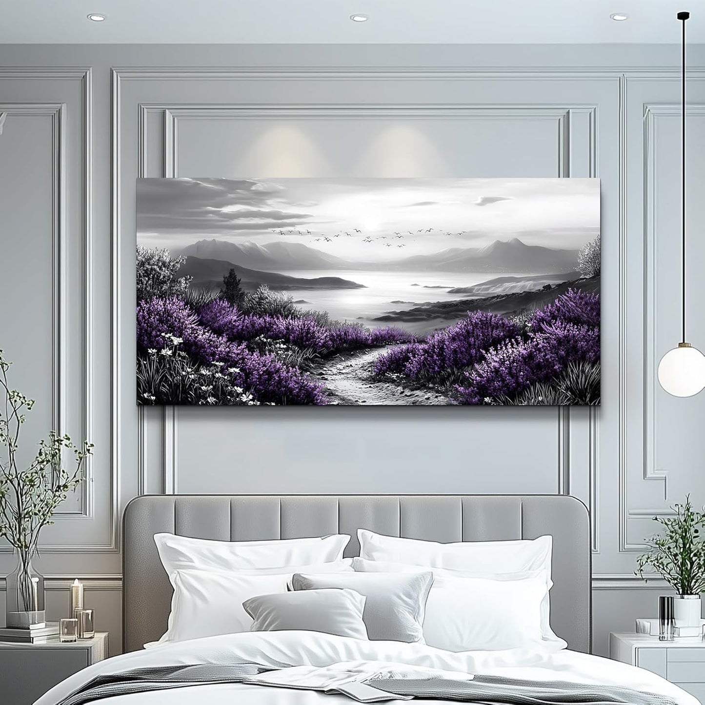 KELIYUAN Large Canvas Wall Artwork Home Decoration Painting Black And White Landscape Modern Print Painting Living Room Decor And Bedroom Office Wall Decoration Natural Scenery Mural 24 X 48 Inches