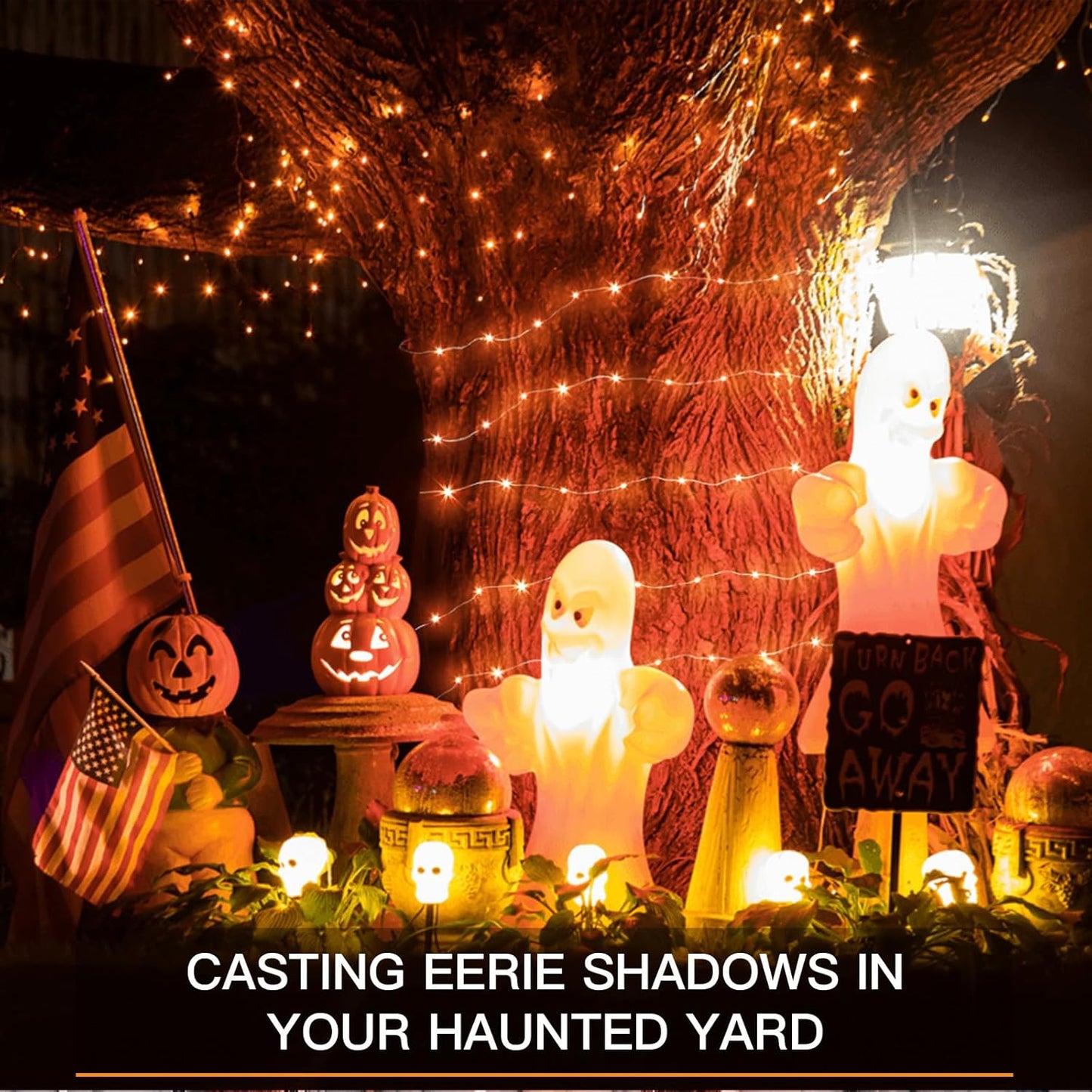 suddus Halloween Lights Battery Operated, 33ft 100 LED Orange String Lights for Outside Decorations Waterproof, Fairy Lights with Timer and Remote for Party, Yard, Outdoor, Tree, Wedding, Rroom Decor