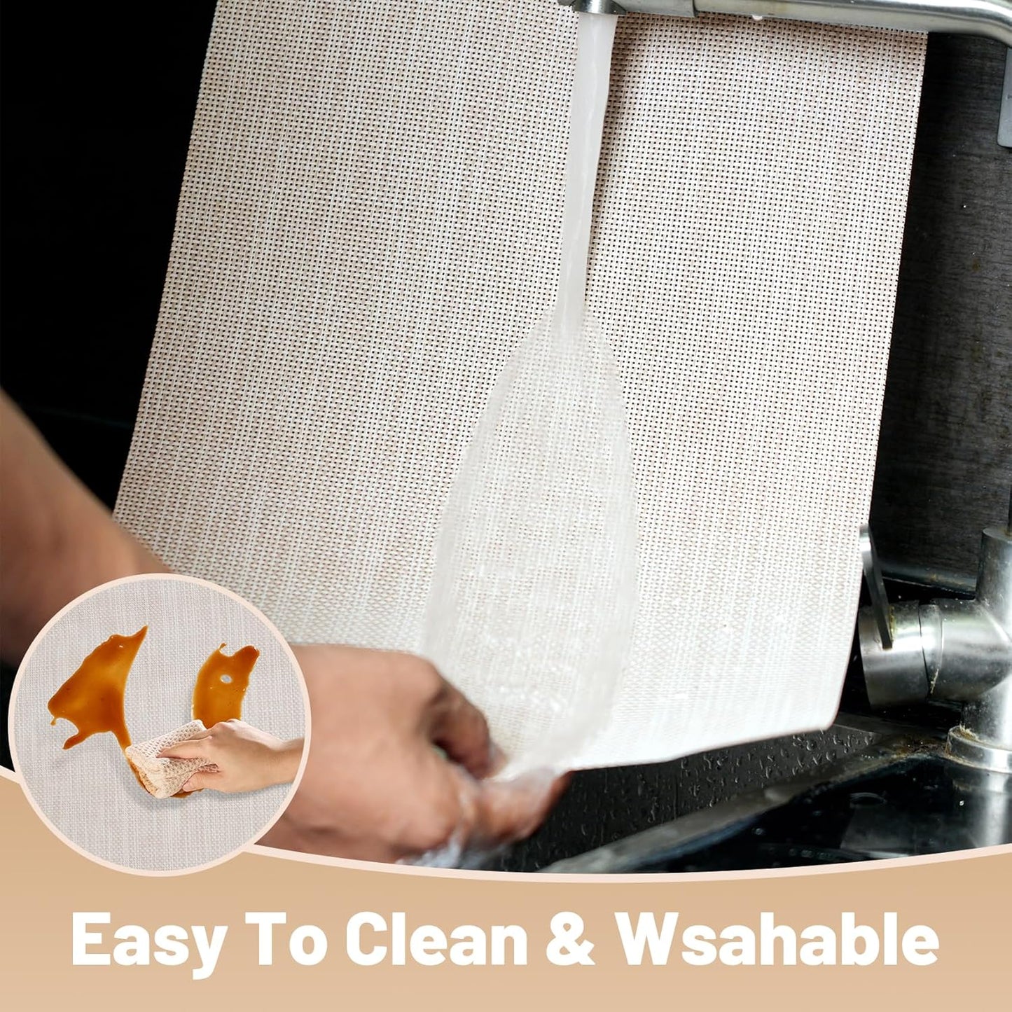 Placemats Set of 8,Non-Slip PVC Weave Table Mats Easy to Clean,Heat Resistant Place Mats for Kitchen Dining Table Decoration Indoor Outdoor,Beige White