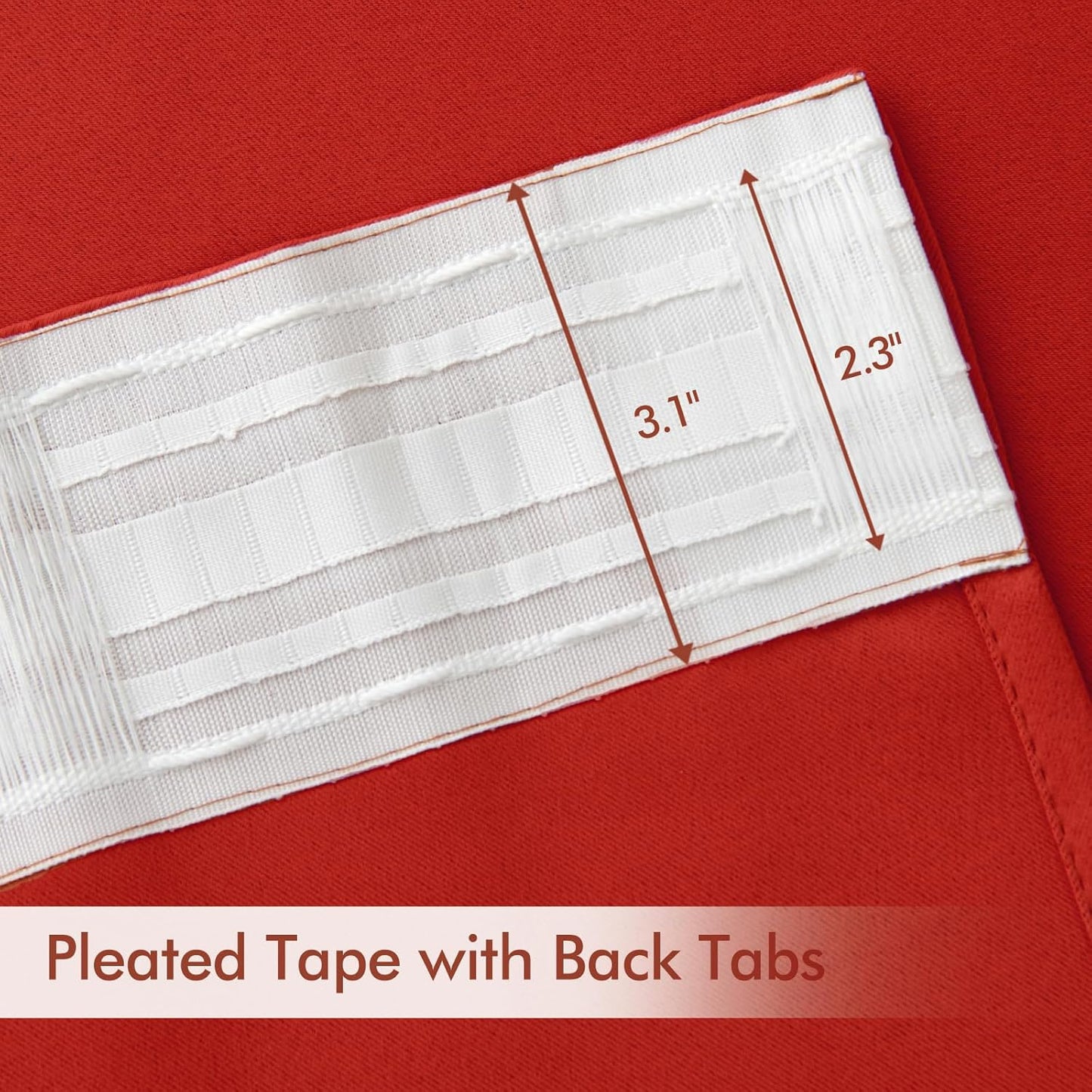 MIULEE Red Back Tab Blackout Curtains 120 Inch Long 2 Panels Set for Living Room Bedroom, Rod Pocket/Pinch Pleat Extra Long Thermal Insulated Room Darkening Pleated Light Blocking 10FT Drape
