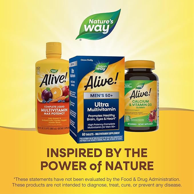 Nature's Way Alive! Men’s 50+ Daily B12, Gluten-Free, 60 Tablets