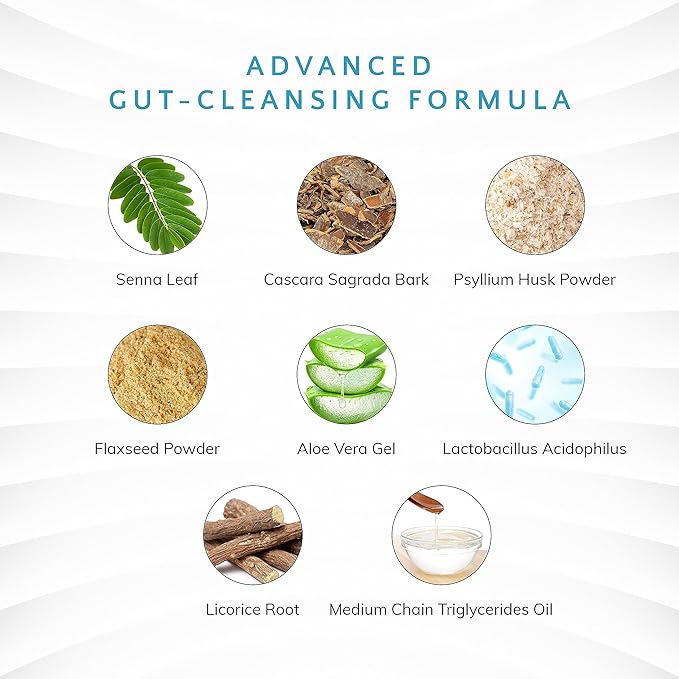 15 Day Cleanse and Detox - Rapid Flush 15 Day Gut Cleanse for Detox, Colon Cleanse, Colon Broom Gut Support - Enhance Digestion with Cascara Sagrada, Senna Leaf, Psyllium Husk - Capsules 30 Count