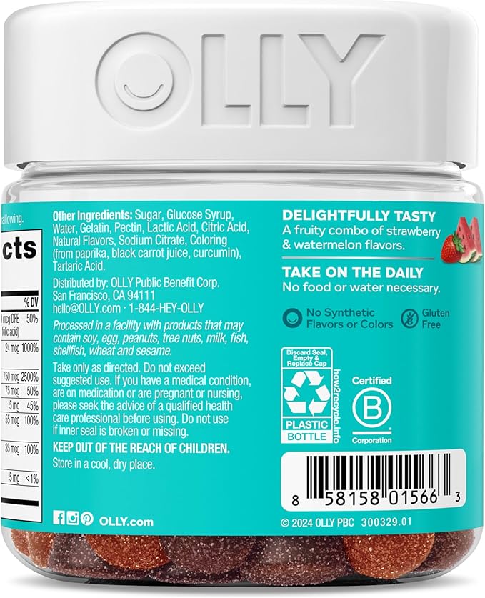 Olly Teen Girl Multi Gummy, Healthy 15 Essential 35 Day 70 Count