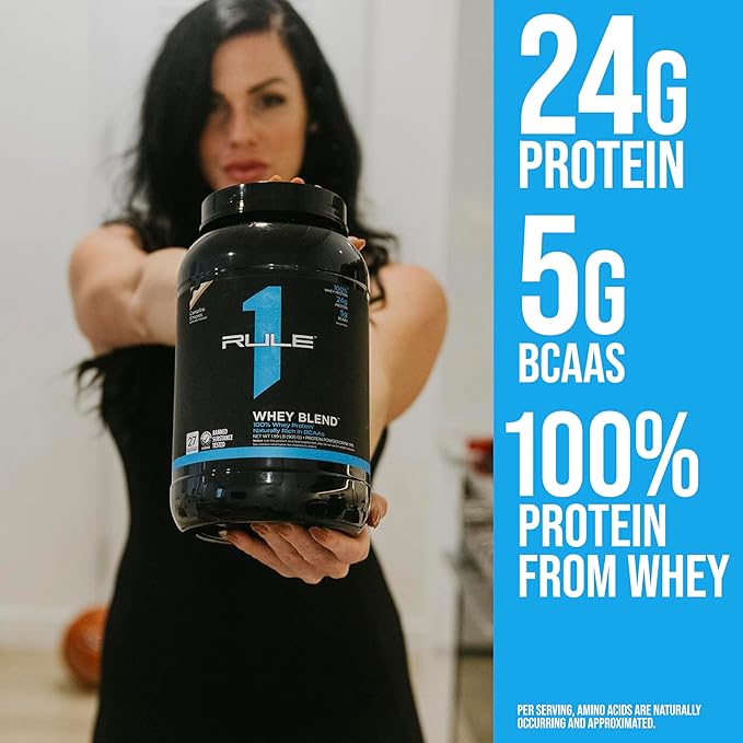 Rule One Proteins Whey Blend - Café Mocha, 24g Fast-Acting Whey Protein Concentrates, Isolates, and Hydrolysates Per Serving, with Naturally Occurring EAAs and BCAAs, 2lbs