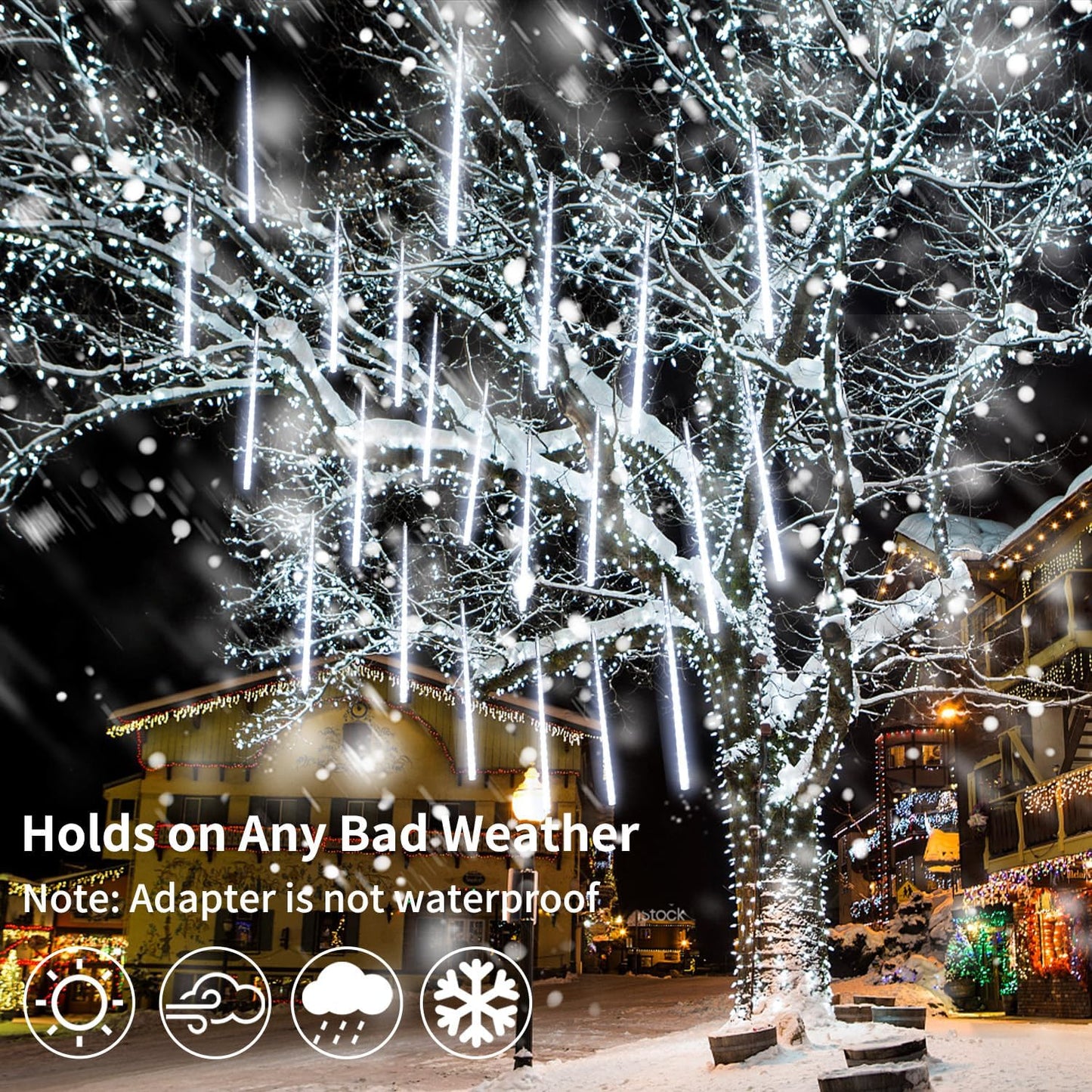 Christmas Meteor Shower Rain Lights, 10 Tube 12 Inch 240 LEDs Icicle Outdoor Raindrop for Xmas Halloween Wedding Party Tree Holiday Decoration, White