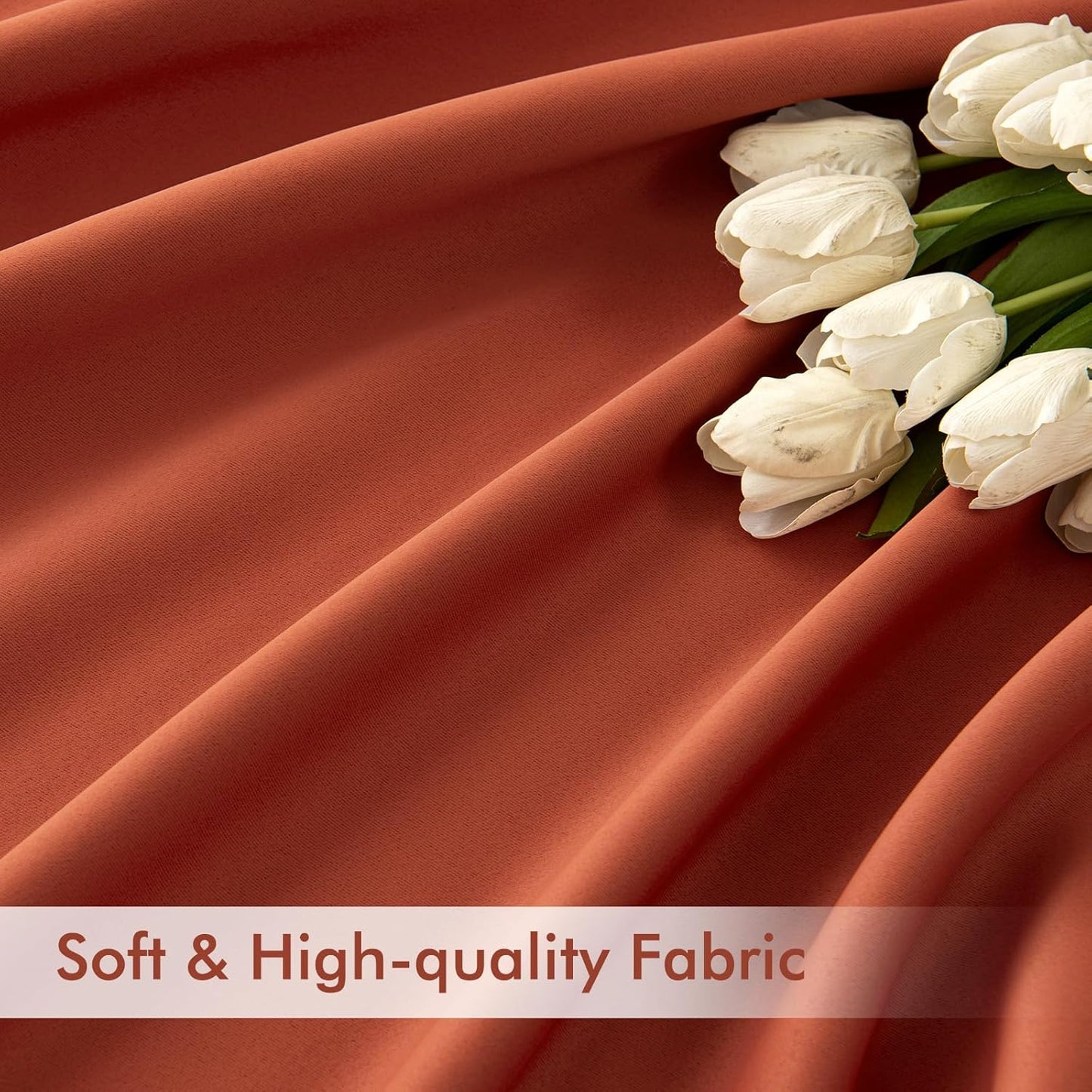 MIULEE Back Tab Burnt Orange Blackout Curtains 96 Inch Long 2 Panels Set for Bedroom, Fall Terracotta Rod Pocket/Pinch Pleated Thermal Insulated Room Darkening Light Blocking Floor to Ceiling Drapes