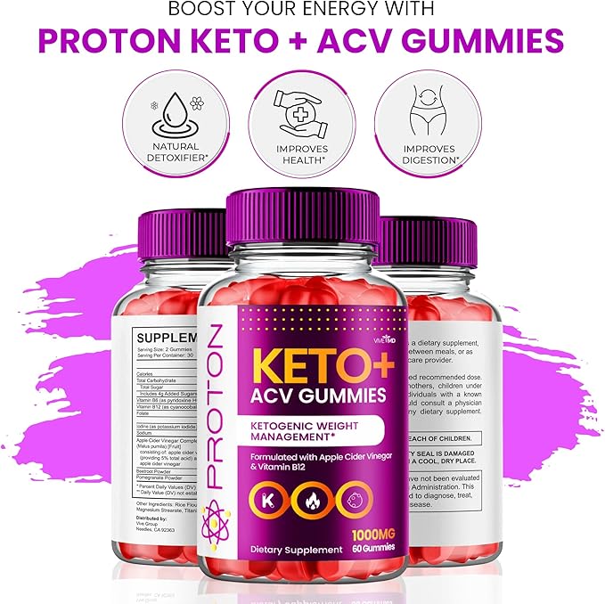 Proton Keto ACV Gummies Advanced Weight Management, Protein Keto ACV Gummies, Proton Keto Plus Gummies with Apple Cider Vinegar Supplement 1000mg, Proton Keto+ACV Gummies Reviews (1 Pack)