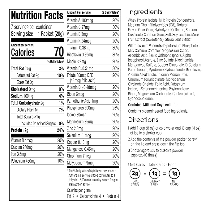 WonderSlim Keto Meal Replacement Shake, Vanilla, C8 MCTs, 12g Protein, 25 Vitamins (7ct)