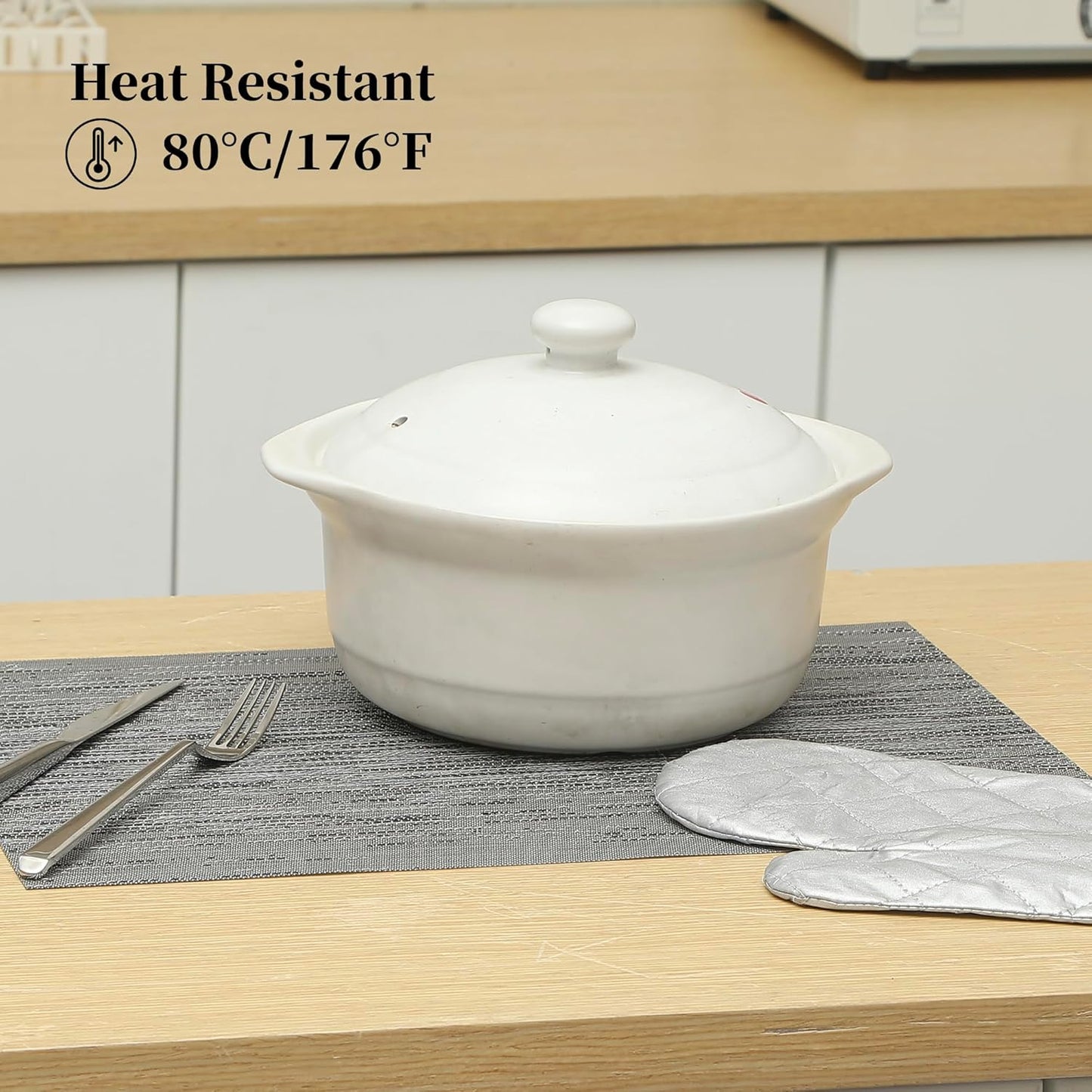 Leetaltree 6PC Grey& 6PC Beige Placemats Set of 12 - Heat Resistant Non-Slip Place mats for Dining Table, Washable Durable PVC Vinyl Woven Table Mats(6PC Grey&6PC Beige), Grey&beige