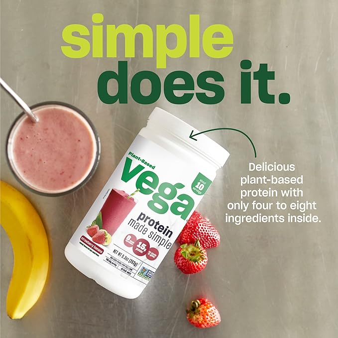 Vega Protein Made Simple, Dark Chocolate - Stevia Free Vegan Protein Powder, Plant Based, Healthy, Gluten Free, Pea Protein for Women and Men, 36.3oz (2 lbs 4.3 oz) 1.03kg (Packaging May Vary)