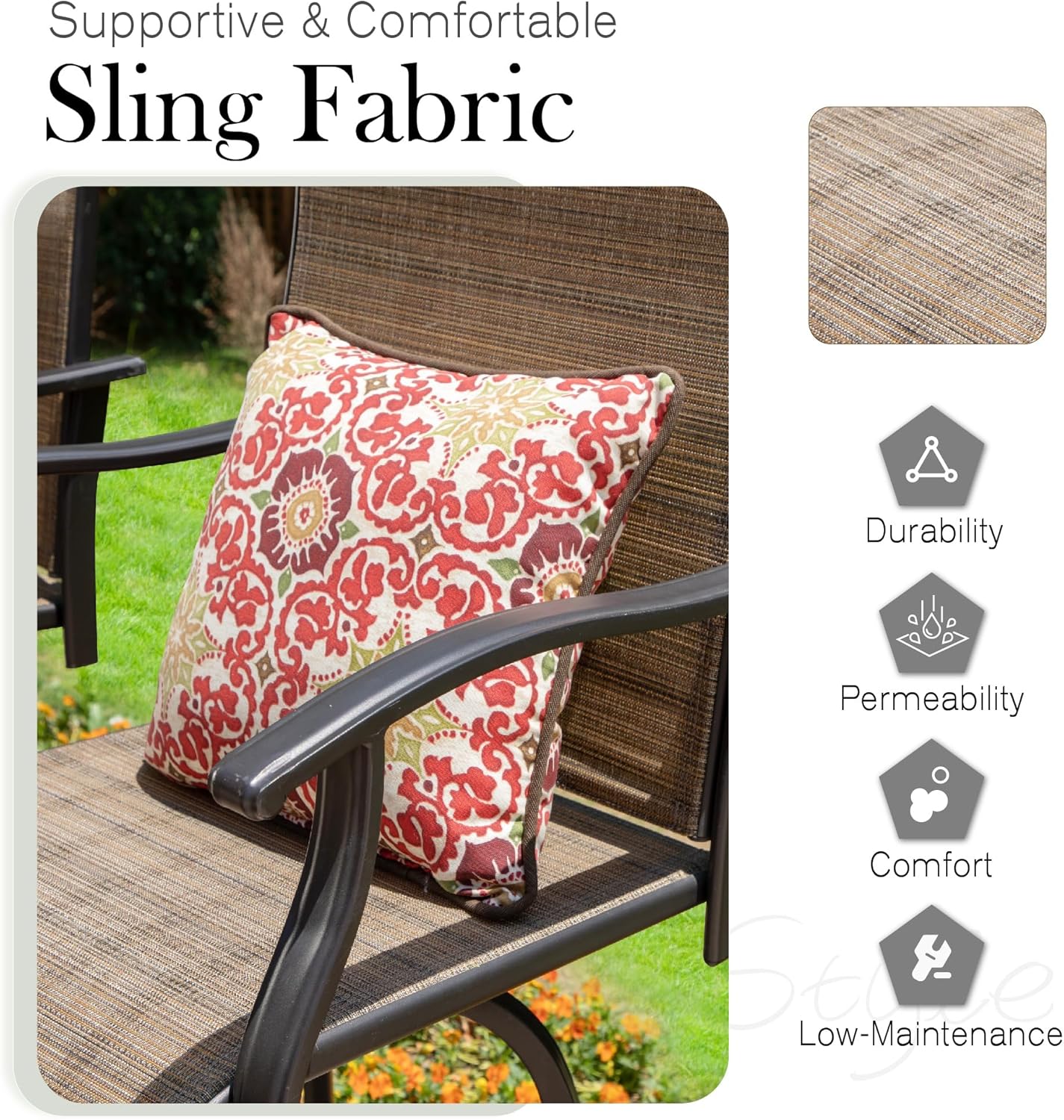 Sophia & William Outdoor Bar Set, Patio Bar Table and Chairs Set, Bar Height Patio Set - 6 x Swivel Bar Chairs(Brown), 1 x Rectangular Bar Table(Black)