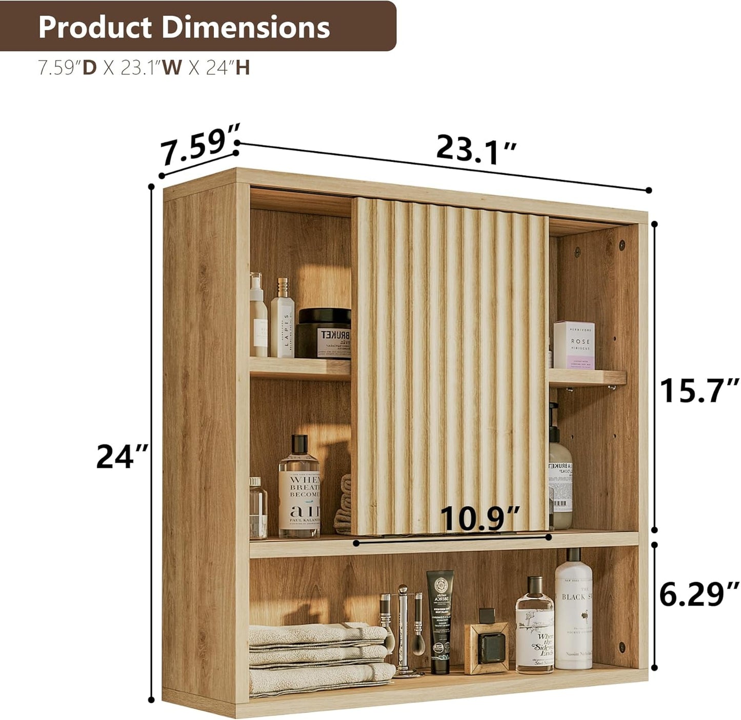 2 Pcs Bathroom Wall Cabinet Above Toilet Storage,Wall Mounted Storage with Adjustable Shelves, Space-Saving Modern Design for Bathroom & Laundry Room, Kitchen, Dining Room, Living Room