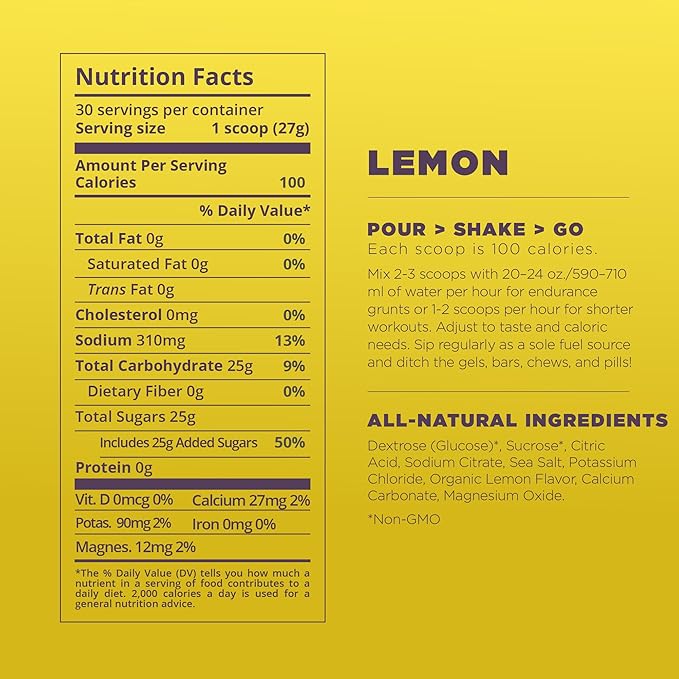 Tailwind Nutrition Endurance Fuel, Electrolyte & Hydration Sports Drink Mix Powder, Gluten-Free, Vegan, Lemon, 30 Servings