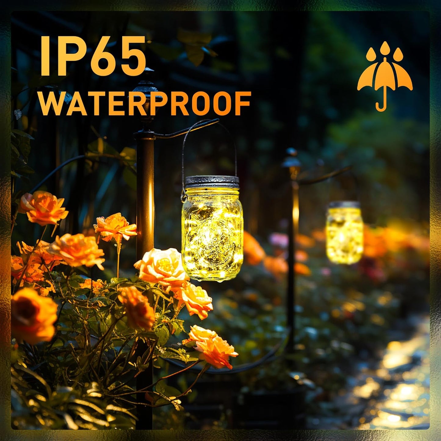 GIGALUMI Solar Mason Jar Lights, 12 Pack 30 Led String Fairy Lights Garden Lights Outdoor Waterproof Metal Lid Hanging Solar Lanterns for Outdoor, Garden, Patio, Lawn, Balcony Decoration