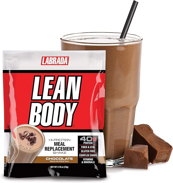 Labrada Lean Body MRP All-In-One Chocolate 40g Protein, 8g Healthy 22 Vitamins (80 MRP