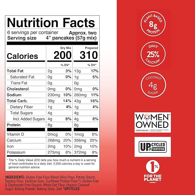 Bake Me Healthy Oatmeal Pancake Mix 9 Allergens 12oz Dairy 12 Plant