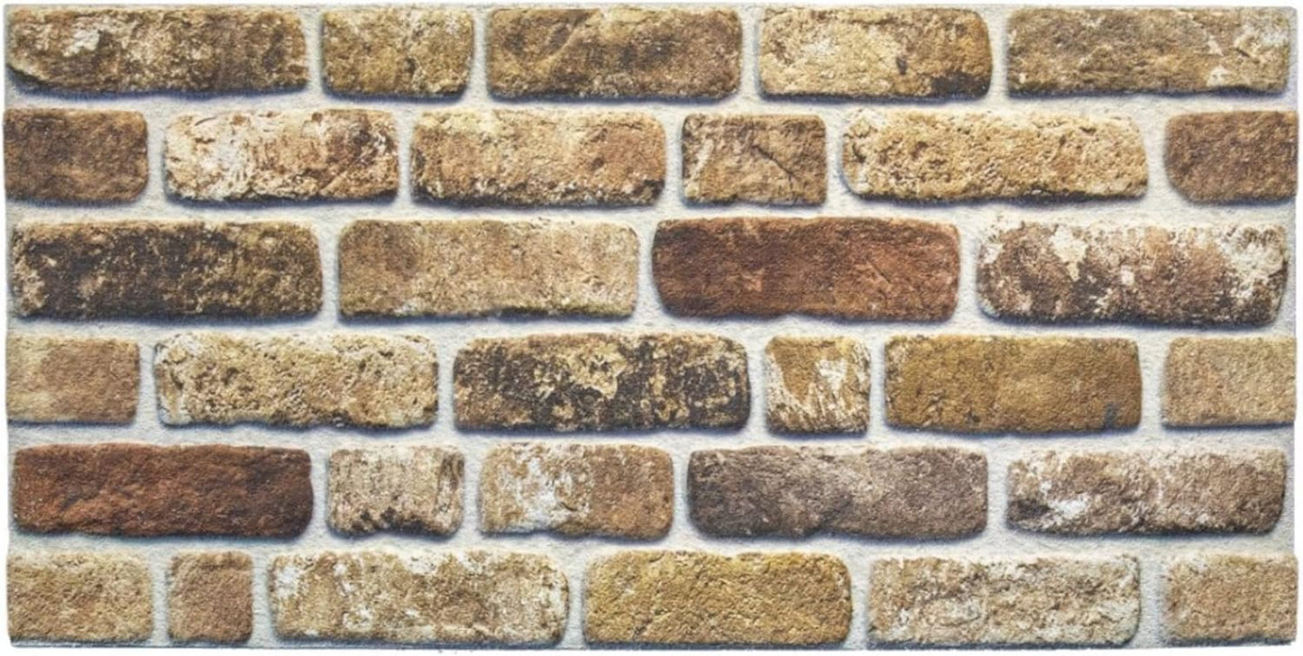Dundee Deco 3D Wall Panels Faux Brick - Cladding, Light Brown Stone Look Wall Paneling, Styrofoam Facing for Living Room, Kitchen, Bathroom, Balcony, Bedroom, Set of 10, Covers 53 sq ft