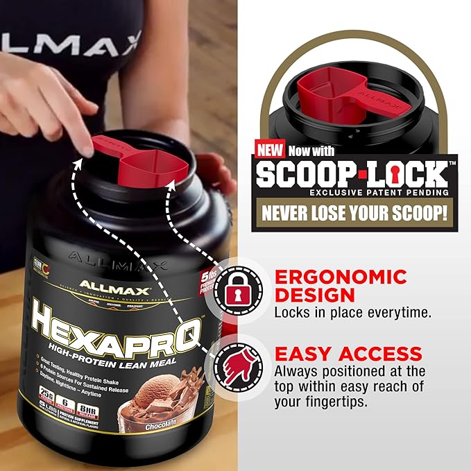 ALLMAX HEXAPRO, French Vanilla - 5 lb - 25 Grams of Protein Per Serving - 8-Hour Sustained Release - Zero Sugar - 52 Servings