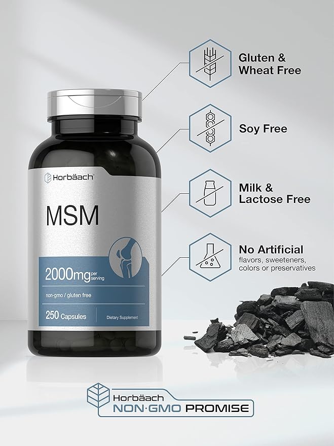 Horbäach MSM Supplement Capsules 2000mg | 250 Count