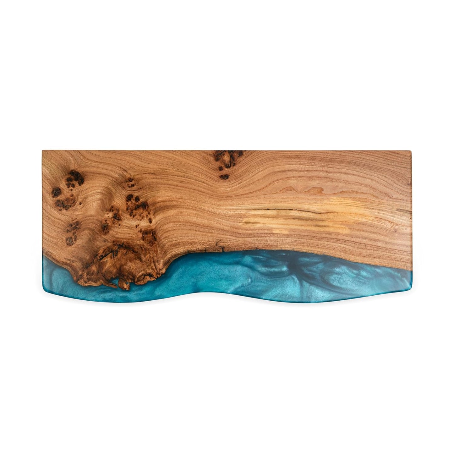RWA Unique Live Edge Floating Shelf for Wall - Stylish Hanging Shelves for Room Wall Bedroom Bathroom Office Decor, Epoxy and Wood Wall Shelf Plank - Elegant Wall Mounted Shelves (sky blue, 24x7")