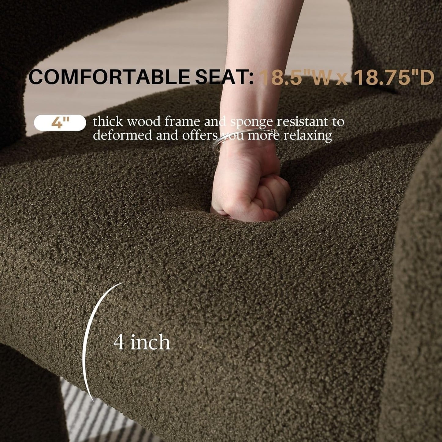 Green Sherpa Dining Chairs Set of 2, Modern Barrel Dining Room Chairs Upholstered Faux Fur Accent Chair with Arms and Round Back for Living Room Kitchen Armchair No Assembly Needed