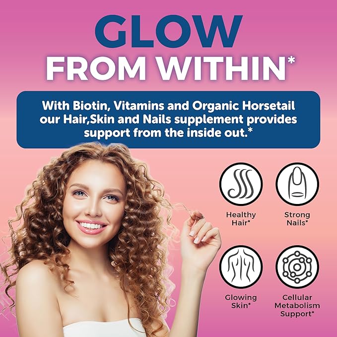 Organic Biotin Vitamins for Hair Skin 5000mcg to 120 Biotin