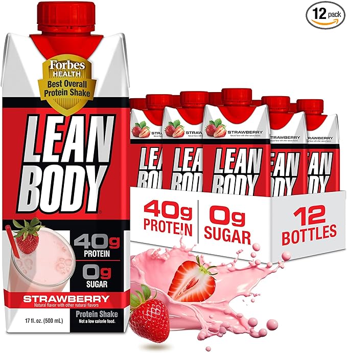 Labrada Lean Body Ready-to-Drink Strawberry Protein 40g Protein, 0 Sugar, 22 Vitamins 17 Ounce 12) LABRADA