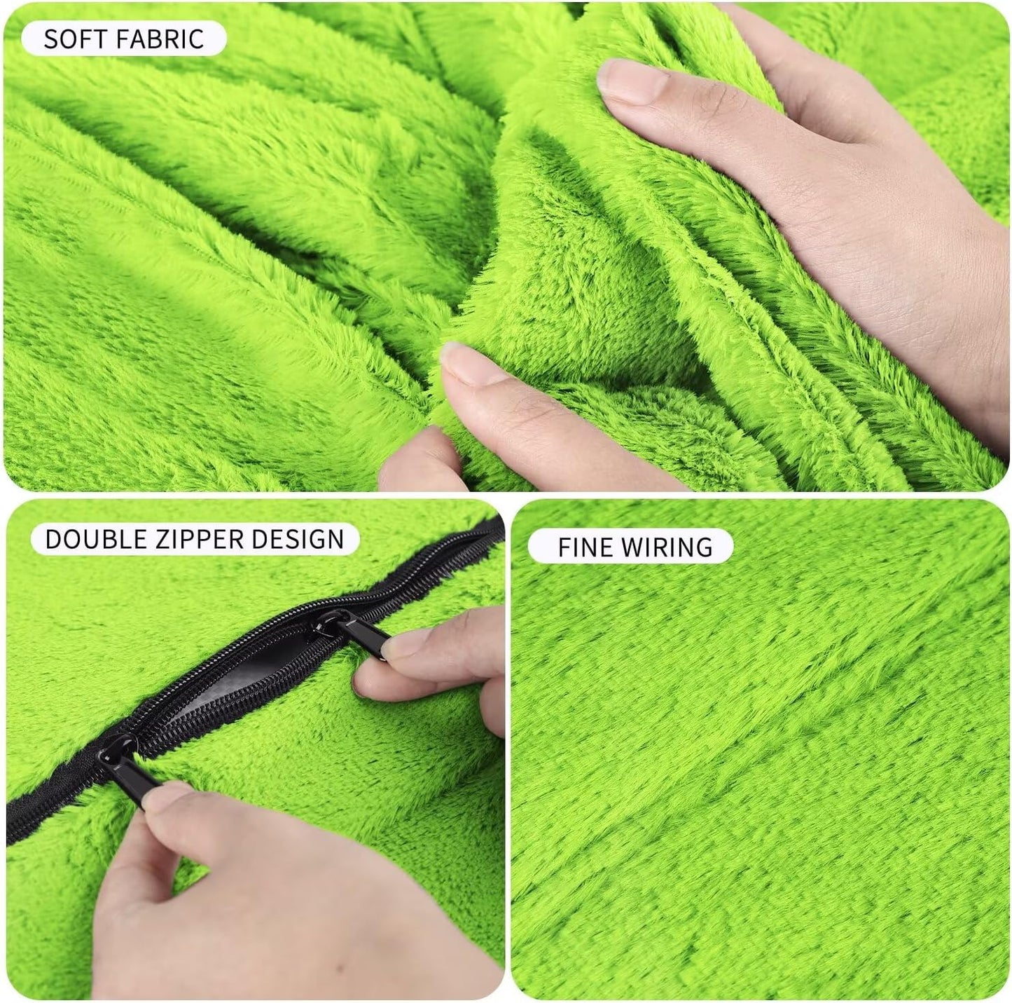 Bean Bag Chair for Adults 5FT,Soft Removable Cover for Teens/Girls Bedroom,Fluffy Giant Round Floor Beanbag Lounger Chairs (No Filler,Green)