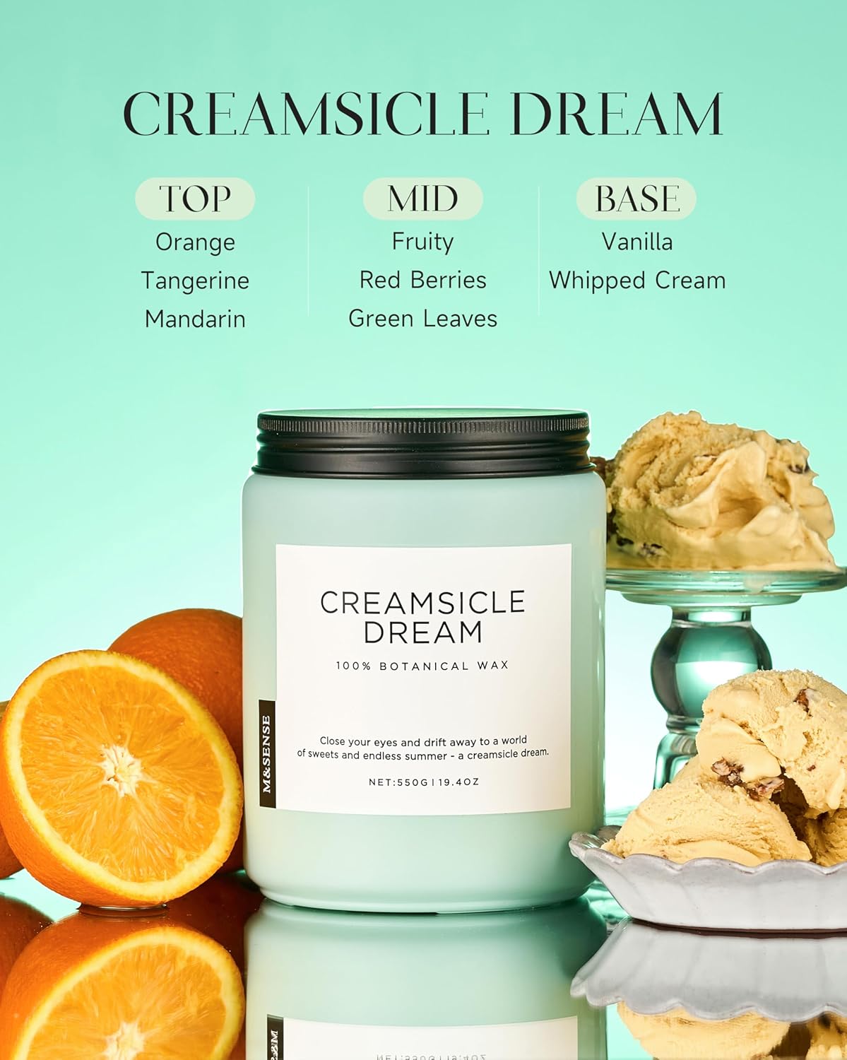 M&SENSE Orange Creamsicle Scented Candle, 19.4oz 110 Hours Slow Burning Non Toxic Natural Soy Wax 2 Wick Candle for Home Scented, Long Lasting Home Fragrance Gifts for Housewarming & Anniversry