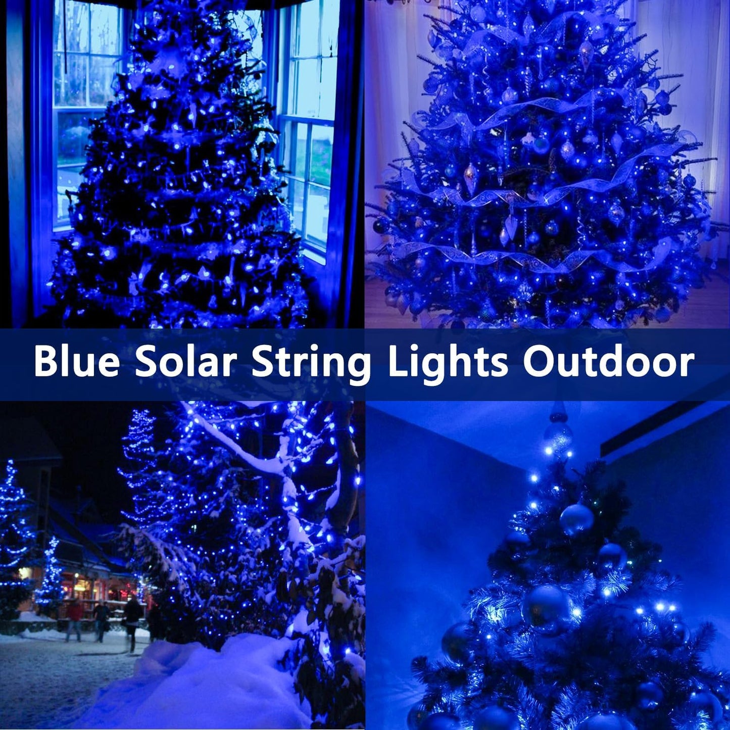 Upgrade Solar String Lights for Outside 2 Pack Total 180FT 500LED String Lights Outdoor with 8 Modes, IP65 Waterproof Outdoor Solar Twinkle Lights, Garden Tree Party Christmas Decorations, Blue