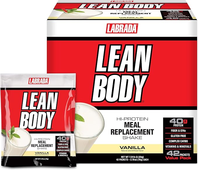 Labrada Lean Body MRP All-In-One Vanilla 40g Protein, 8g Healthy 22 Vitamins (42 Packets)