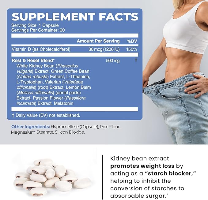 Night Time Fat Burner to Shred Fat While You Sleep | Belly Fat Burner, Carb Blocker & Weight Loss Support Supplements | Burn Belly Fat, Support Metabolism & Fall Asleep Fast | 60 Nighttime Pills