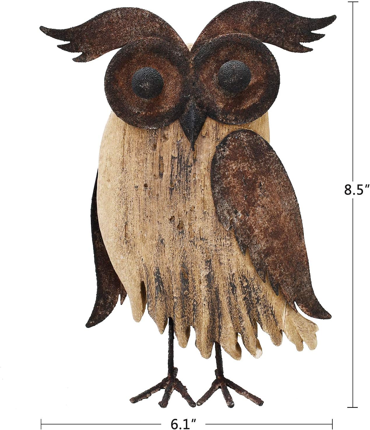 E-view Rustic Owl Figurines Decor Animal Statue for Home-Wooden Stand Owl Sculptures Decorations for Living Room Bedroom-Shelf Decoration Decorative Tabletop Collection(Owl B)