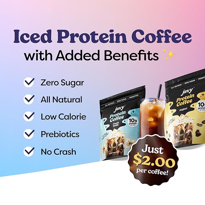 Javy Caramel Protein Coffee - Premium Whey Protein & Instant Iced Coffee - 100% Arabica Coffee - Zero Artificial Flavors & Sweeteners, 6 Servings