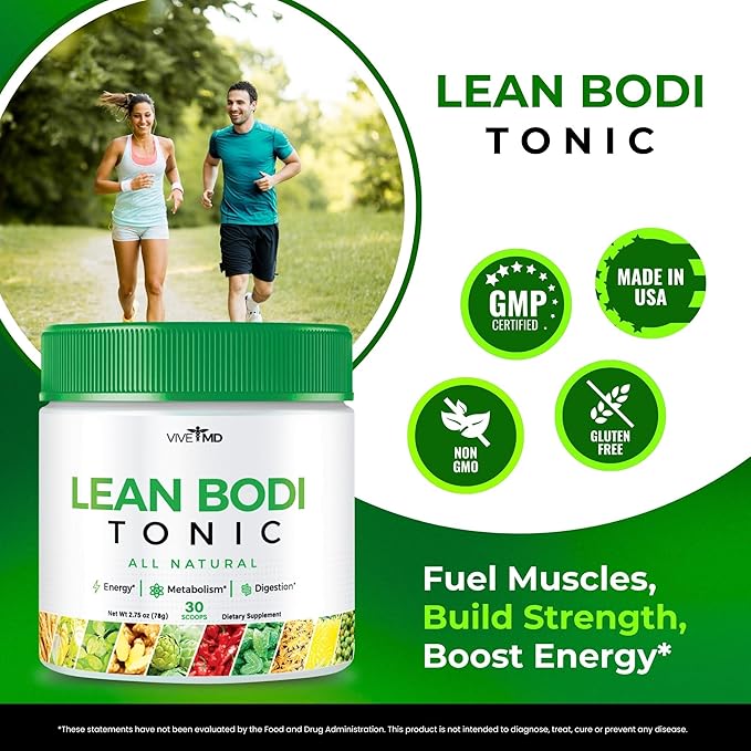 Nagano Lean Bodi Tonic Powder Official FormulaLean Bodi Tonic All Natural with Vitamin B6, and BCAA for Maximum Strength, Cleanse and Lean Metabolic Powder Support Lean Bodi Drink (3 - Pack)