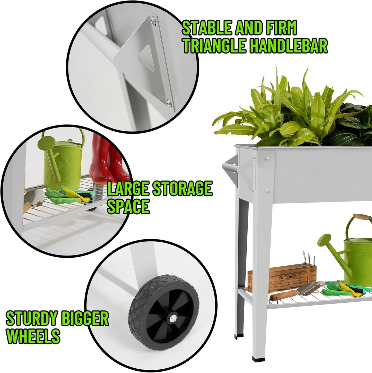 ๐๐๐ข๐ฌ๐๐ ๐๐๐ซ๐๐๐ง ๐๐๐ ๐๐ฎ๐ญ๐๐จ๐จ๐ซ Elevate Herb Garden Planter Box Outdoor Raised Planter Box with Legs On Wheels for Vegetables Flower Tomato Patio Backyard