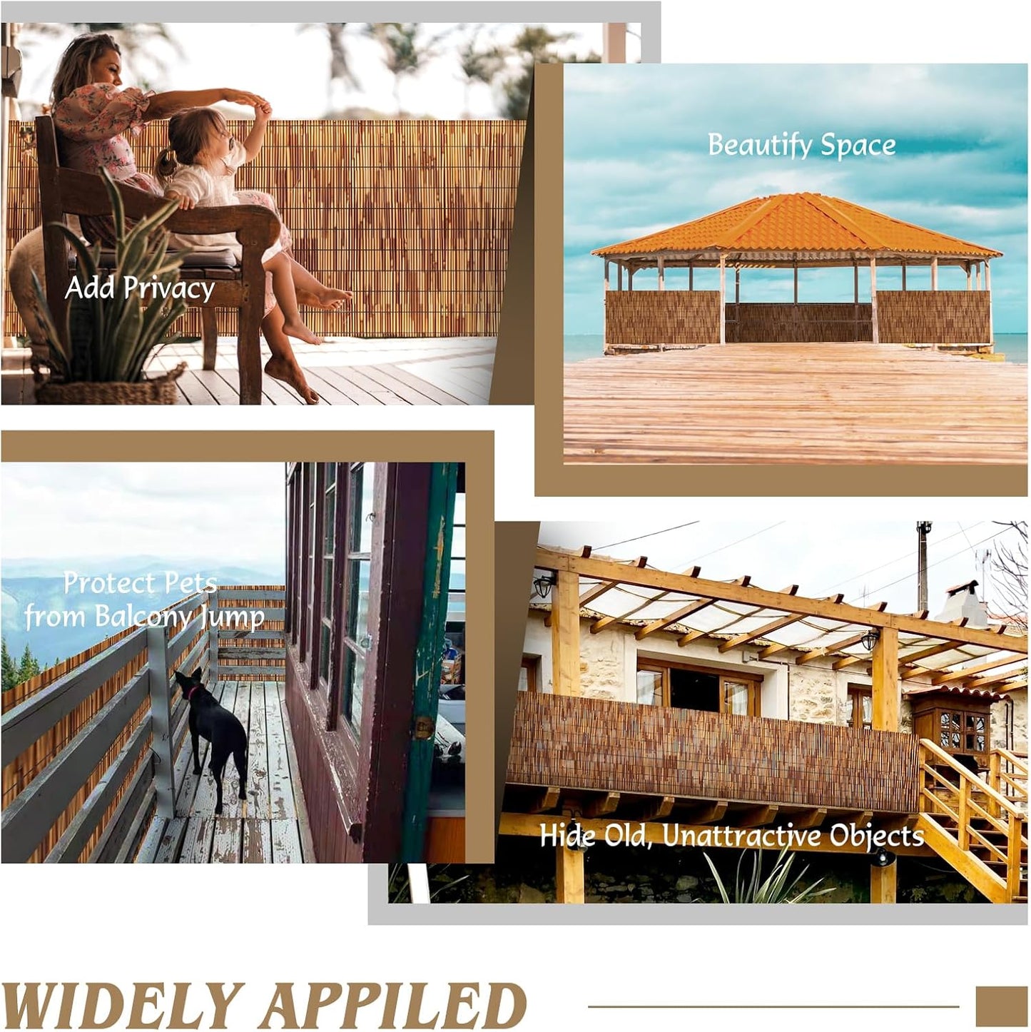 Natural Reed Fencing Rolls,4.6FT X 16.4FT Reed Screen Curtain Fence Covering Privacy Bamboo for Outdoor Backyard Patio(Brown)