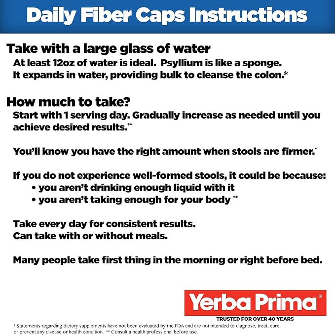 Yerba Prima Daily Fiber Caps Formula 400 Capsules 2) -