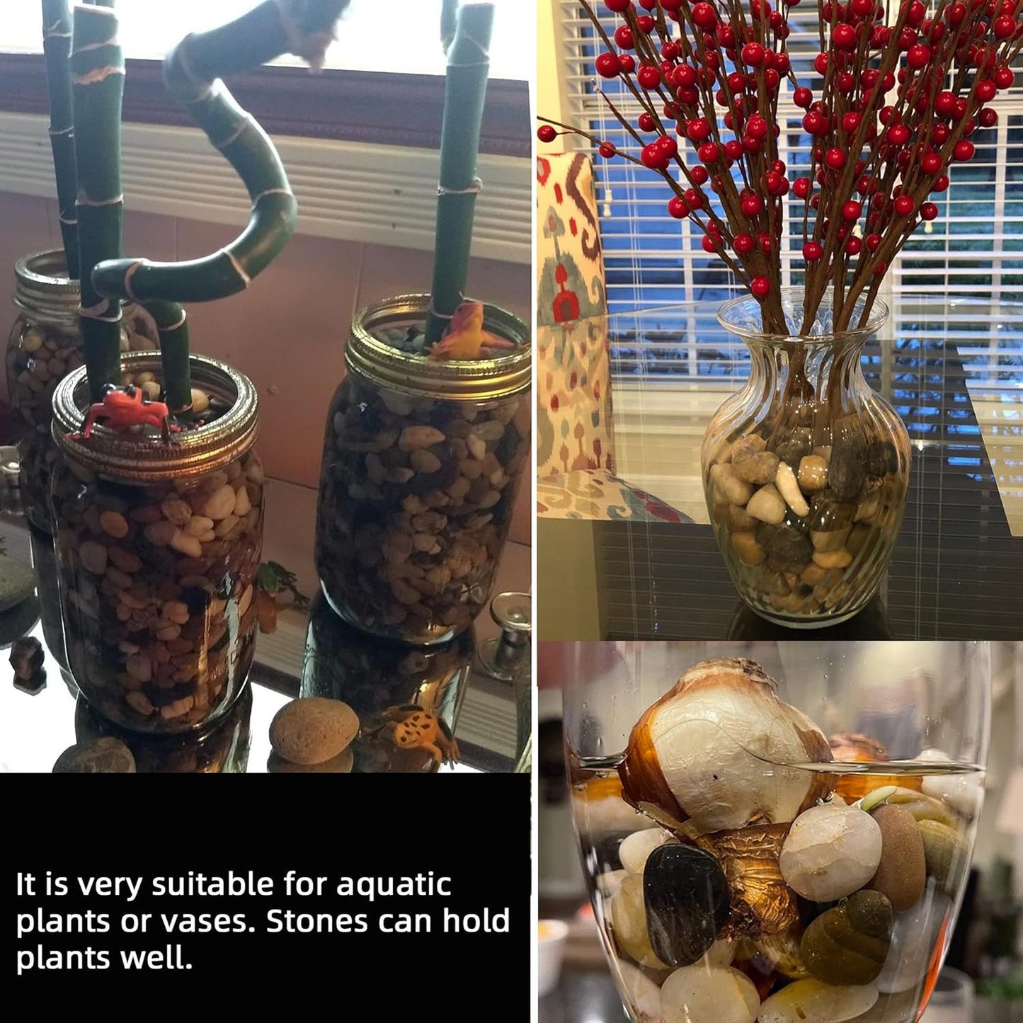 CJGQ Pebbles for Plants 7 lb Natural River Rocks for Garden Outdoor Aquariums Gravel 1-1.5 Inches