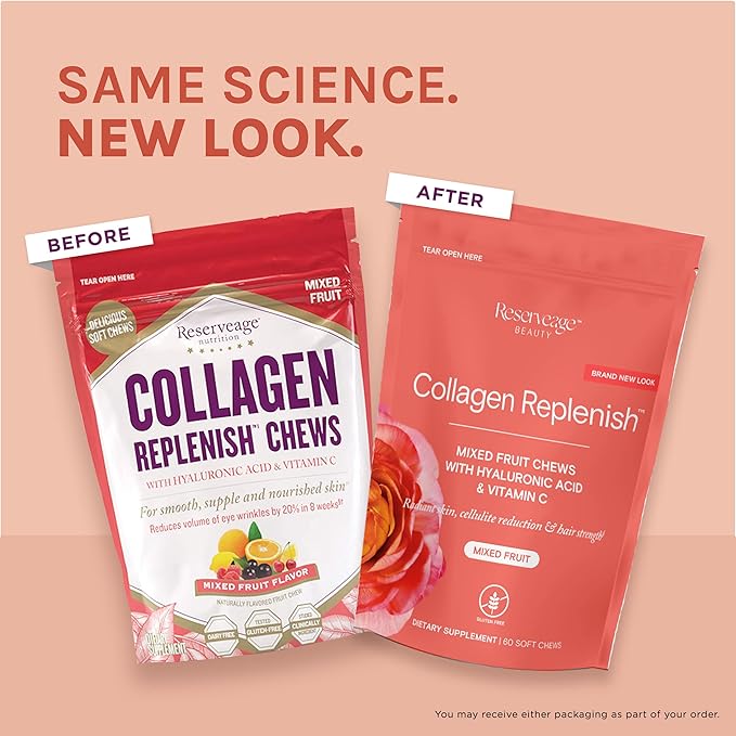 Reserveage Beauty, Collagen Replenish Chews, Supplement 60 Soft (20 Servings)