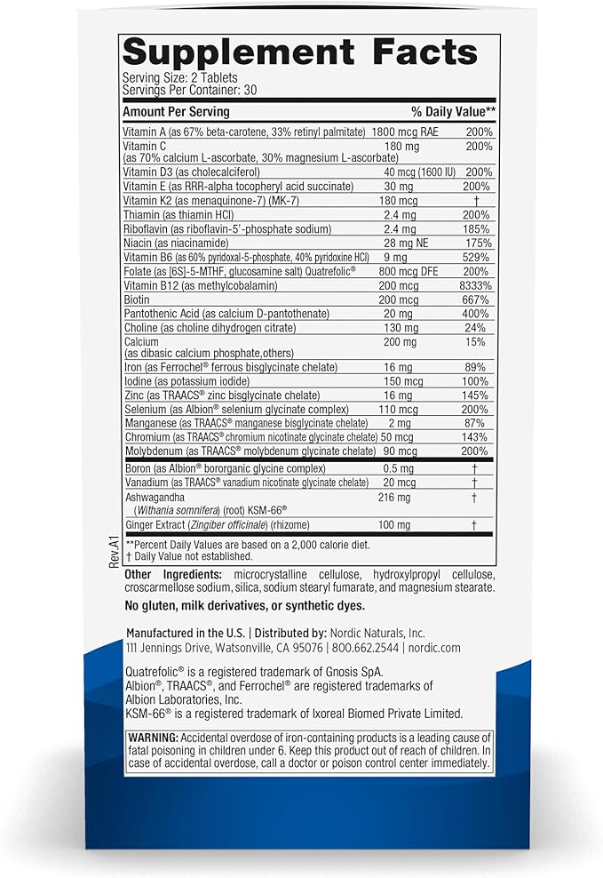 Nordic Naturals Women’s Multivitamin Extra Strength 20 Essential 60 Tablets 30 Servings