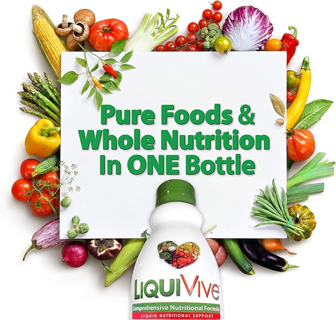 LiquiVive Liquid Vitamins Mega Nutrition D3 A B12 E 99.9% Vegan 32 fl
