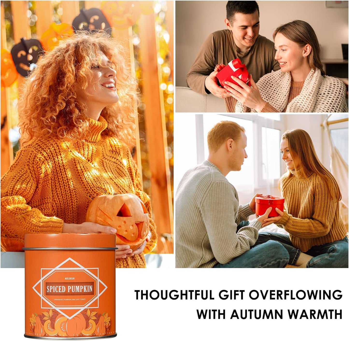 Pumpkin Spice Fall Scented Candle โ 9 oz Soy Wax in Travel-Friendly Reusable Tin, Non-Toxic & Clean Burning, 50-Hour Burn โ Cozy Autumn Fragrance, Holiday Gift & Fall Decor for Women & Men