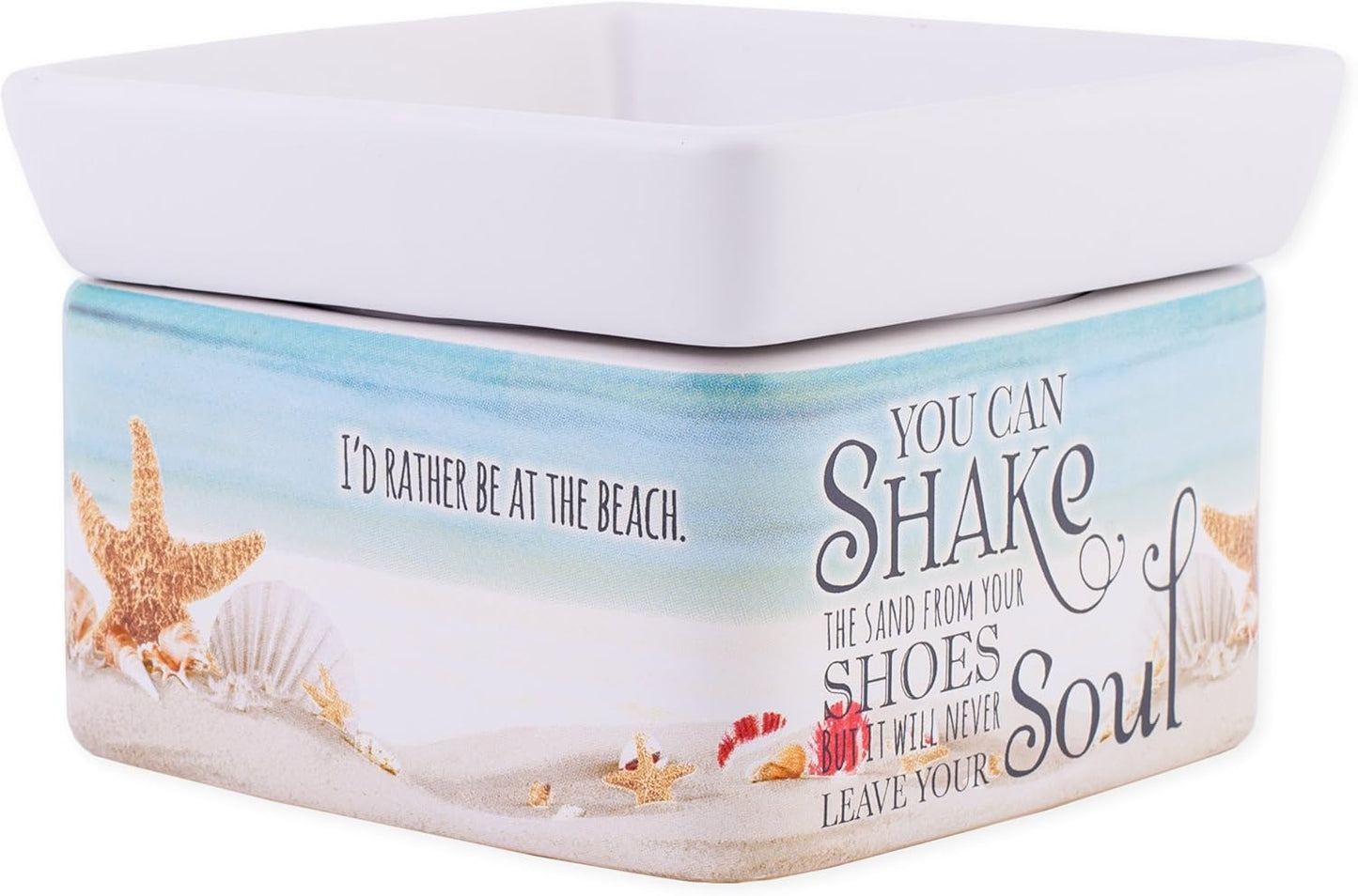 Shake Sand from Shoes Beach and Ocean Stoneware Electric 2-in-1 Jar Candle and Wax Tart Oil Warmer
