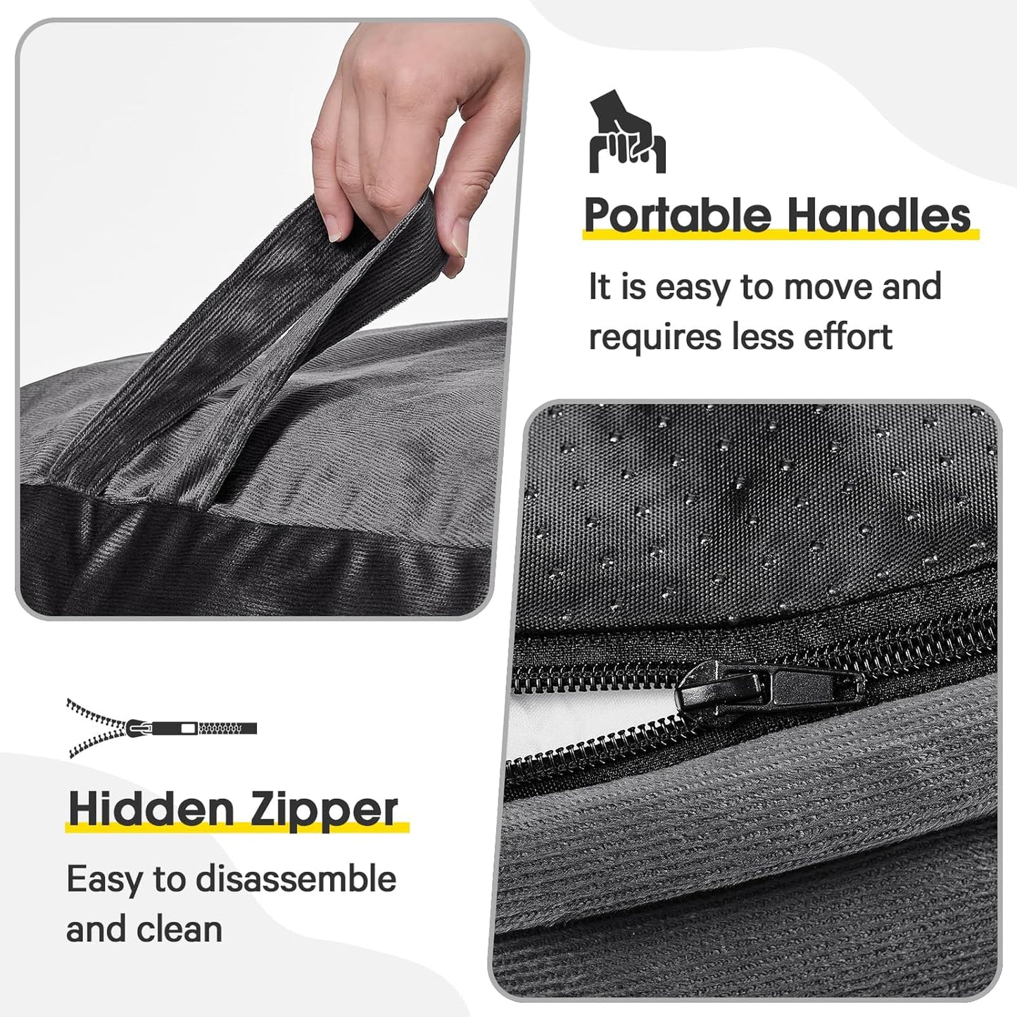 Bean Bag Chairs for Adults - Memory Foam Furniture BeanBag Chair - Kids/Teens Sofa with Soft Micro Fiber Cover - Round Fluffy Couch for Living Room Bedroom College Dorm - 4 ft, Gray Stripe